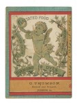 Back cover illustration of Diamond Dye almanac for 1886, call number 12911, featuring a cherub blowing on a trumpet.