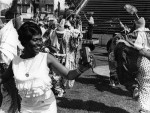 Participants in the Caribana parade at Varsity Stadium on Bloor Street, 1967. Photographer: Leo Harrison, image no.ASC06134.