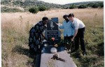 Jean Augustine with fellow MP Svend Robinson at the grave site of South African activist grave site of Steven Biko, with Biko's wife, Ntsiki Mashalaba, April 1994. Image no. ASC04495.
